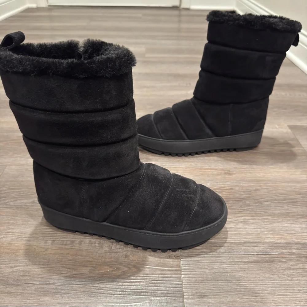 Aquatalia Alcee Faux Fur Lined Black Winter Snow Boots